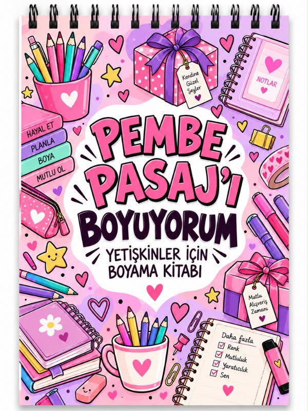 Mandala Boyama Kitabı - Yetişkinler İçin Boyama Sayfaları - Pembe Pasaj Boyama